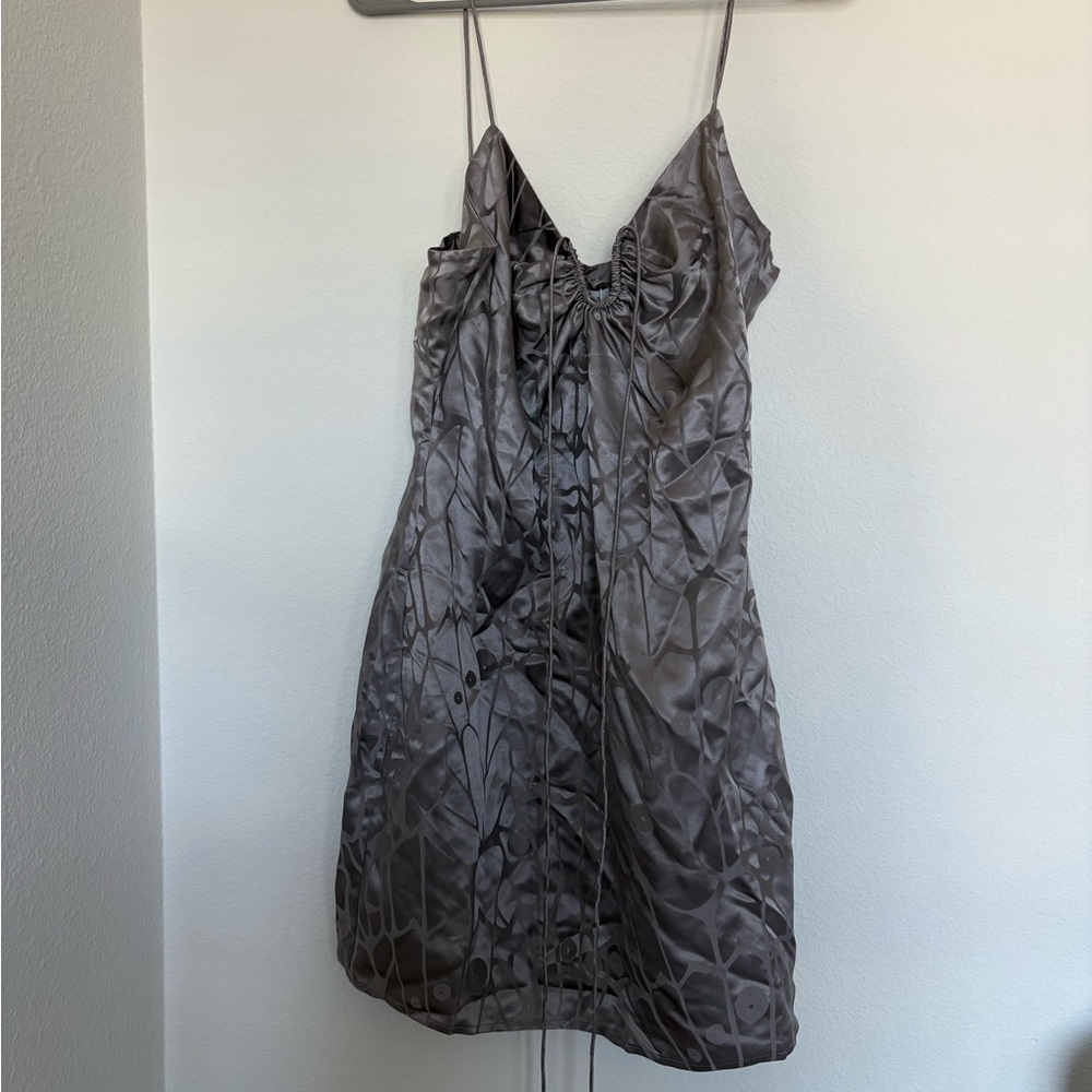 Anine Bing - Papillon Dress in Ash Violet Butterfly Jacquard NWT size L silk - Picture 4 of 7